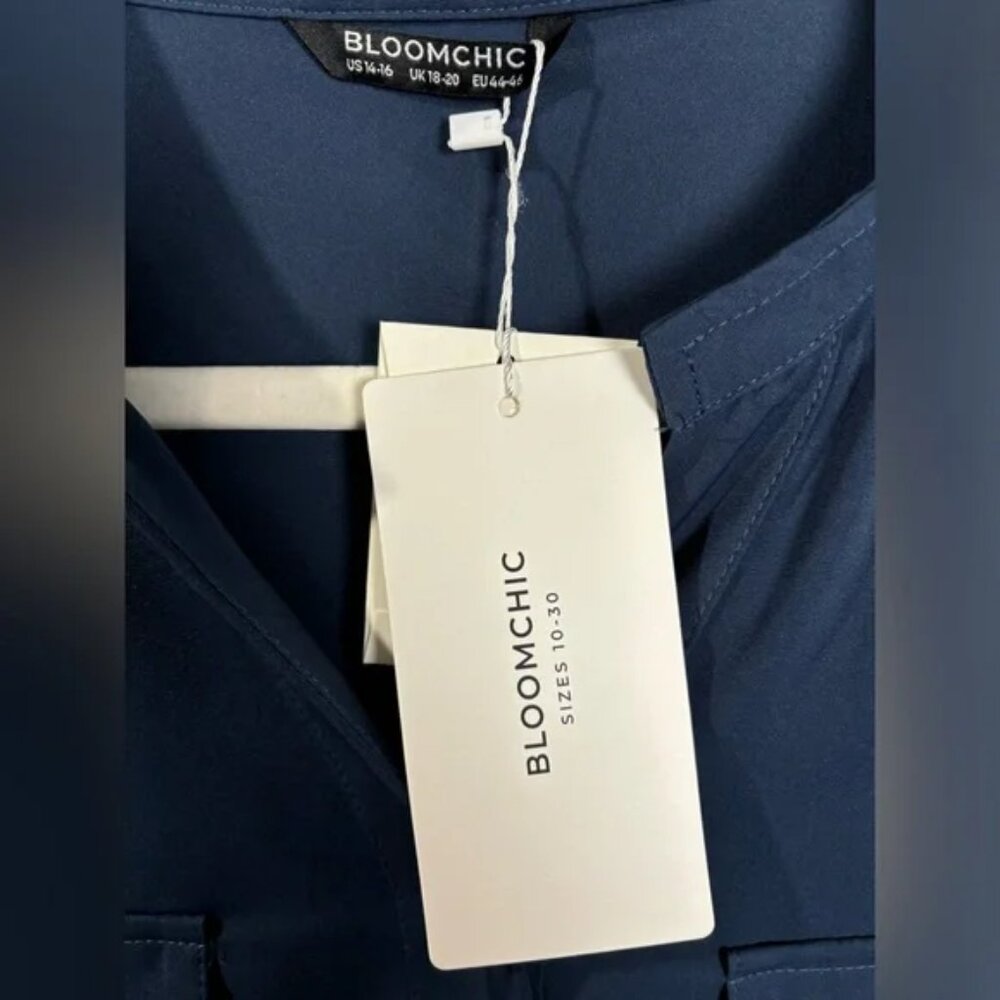 BloomChic Navy Button-Front Utility Blouse - Picture 4 of 6